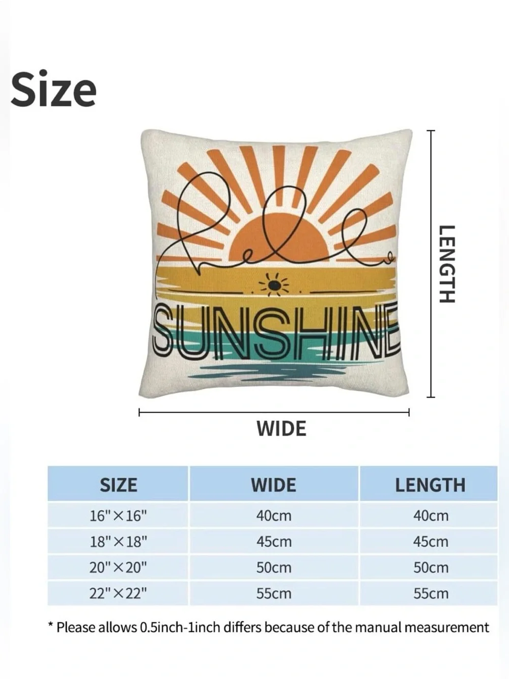 New! (4 pillow covers) Summer Hello Sunshine 2-18x18, 2-16x16